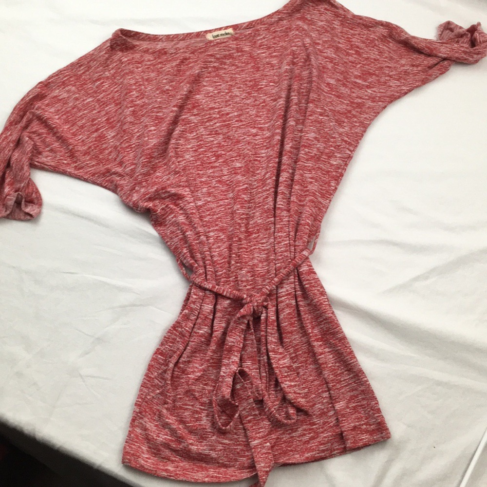 Heather red tie waist tunic